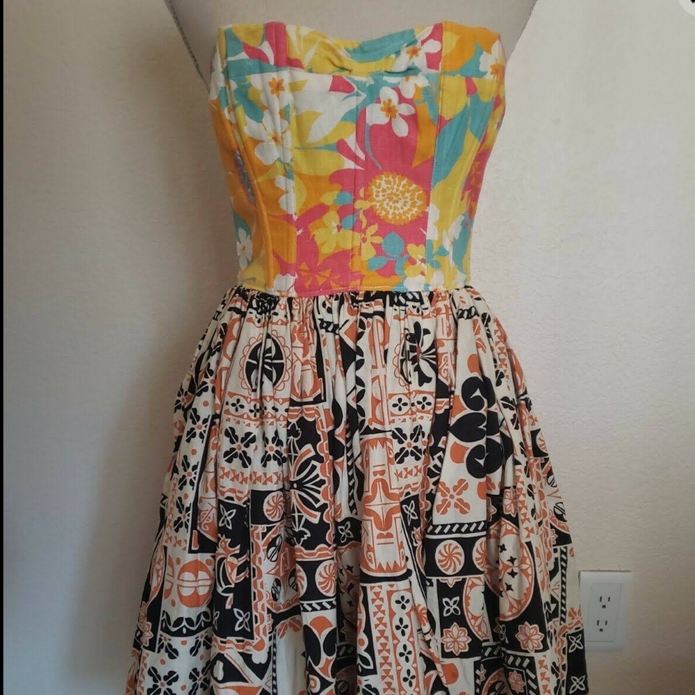 Tracy Feith Target Dress Sz 3 Hawaiian Tiki Batik Mixed Print